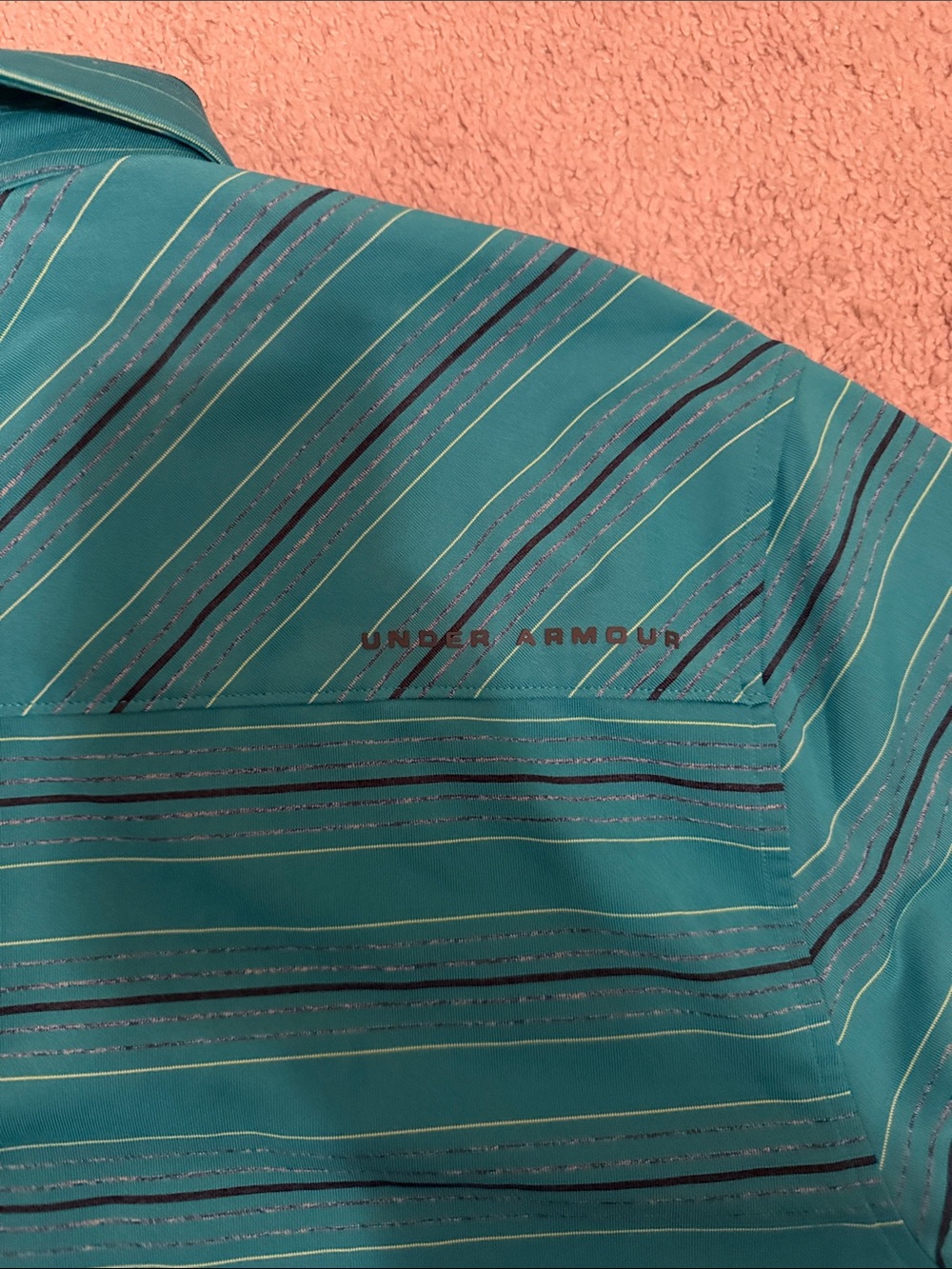 Under Armour Teal Striped Golf Polo - Picture 5 of 6